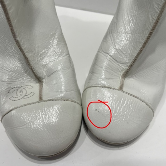 CHANEL 2020C White Leather CC Heeled Block Sock Boot sz 6/36 - Picture 12 of 16